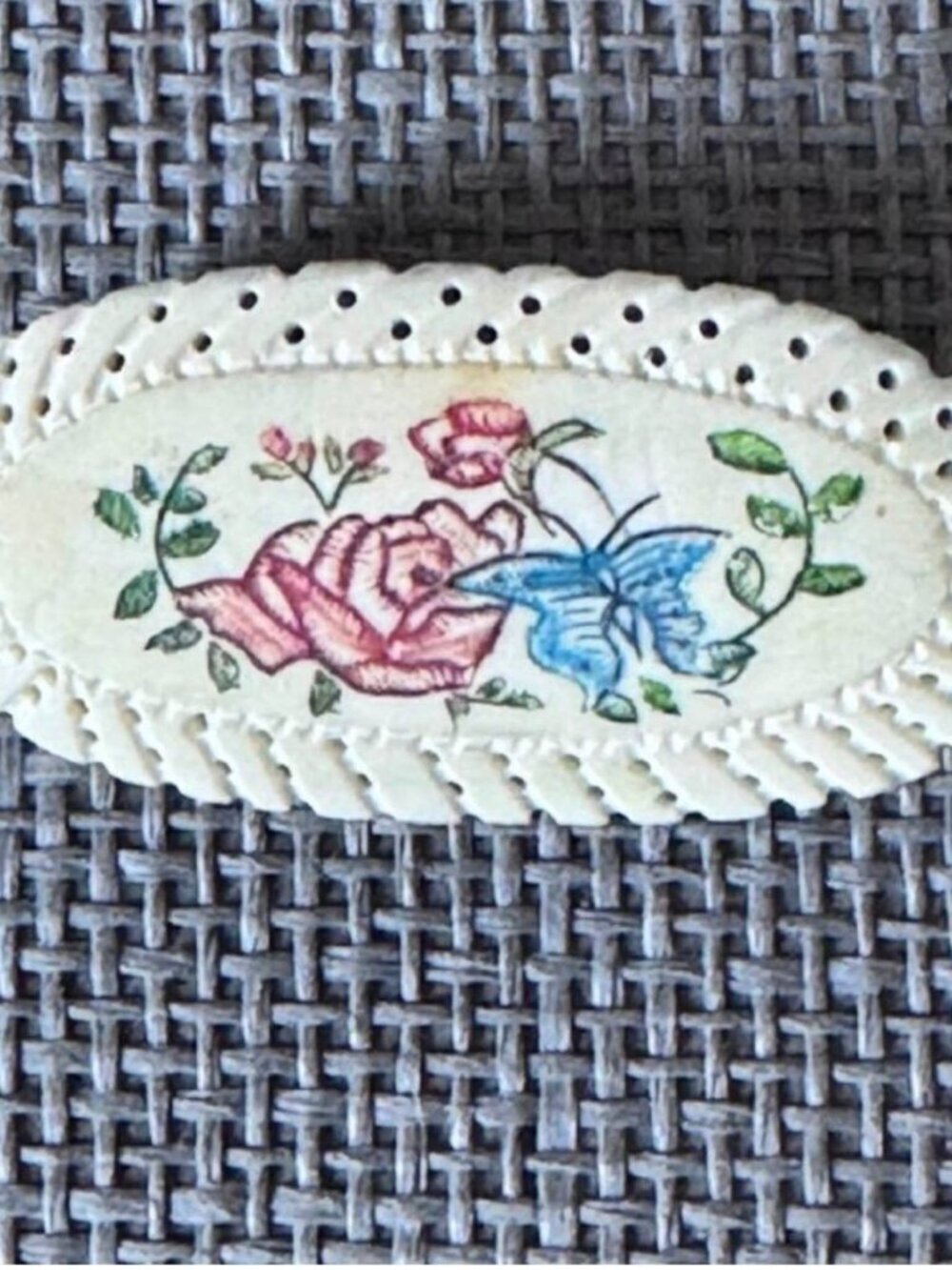 Vintage 90's Hand-painted Brooch with Floral Design